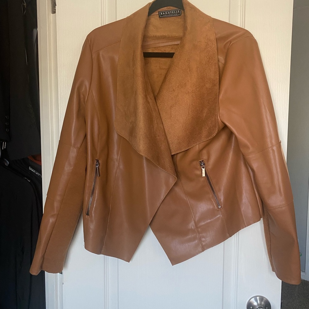 Faux leather/suede cropped jacket